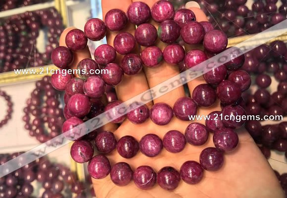 CGB2513 7.5 inches 9mm round ruby zoisite beaded bracelets