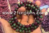 CGB2519 7.5 inches 8mm round ruby zoisite beaded bracelets