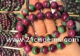 CGB2524 7.5 inches 14mm round ruby zoisite beaded bracelets