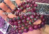 CGB2530 7.5 inches 12mm round ruby zoisite beaded bracelets