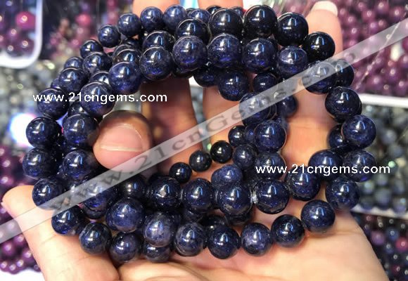 CGB2535 7.5 inches 9mm round sapphire gemstone beaded bracelets