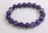 CGB2554 7.5 inches 12mm round charoite gemstone beaded bracelets