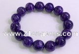 CGB2565 7.5 inches 14mm round charoite gemstone beaded bracelets