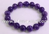 CGB2573 7.5 inches 12mm round charoite gemstone beaded bracelets