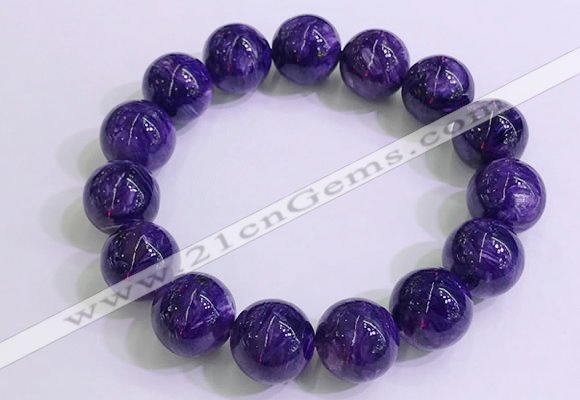 CGB2575 7.5 inches 14mm round charoite gemstone beaded bracelets