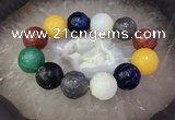 CGB3004 7.5 inches 20mm carved round mixed agate bracelet wholesale