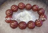 CGB3006 7.5 inches 19mm - 20mm carved round red agate bracelet