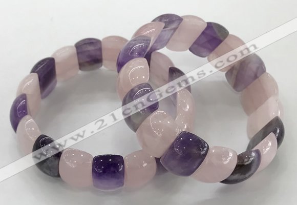 CGB3225 7.5 inches 12*20mm oval mixed quartz bracelets