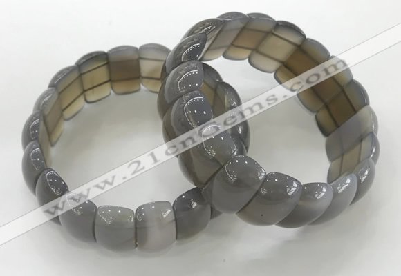 CGB3246 7.5 inches 12*25mm oval grey agate bracelets