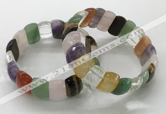 CGB3295 7.5 inches 10*20mm faceted oval mixed gemstone bracelets