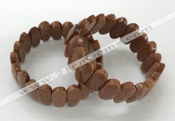 CGB3323 7.5 inches 10*20mm faceted oval goldstone bracelets