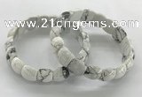 CGB3369 7.5 inches 10*15mm oval white howlite bracelets