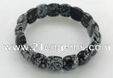 CGB3386 7.5 inches 10*15mm oval snowflake obsidian bracelets