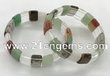 CGB3427 7.5 inches 12*15mm faceted rectangle mixed gemstone bracelets