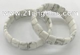 CGB3428 7.5 inches 12*15mm faceted rectangle white howlite bracelets