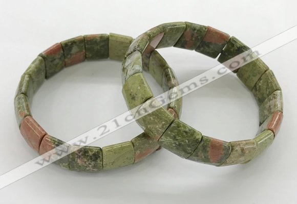 CGB3432 7.5 inches 12*15mm faceted rectangle unakite bracelets