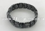 CGB3437 7.5 inches 12*15mm faceted rectangle snowflake obsidian bracelets