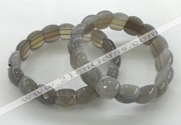 CGB3465 7.5 inches 10*14mm faceted oval grey agate bracelets