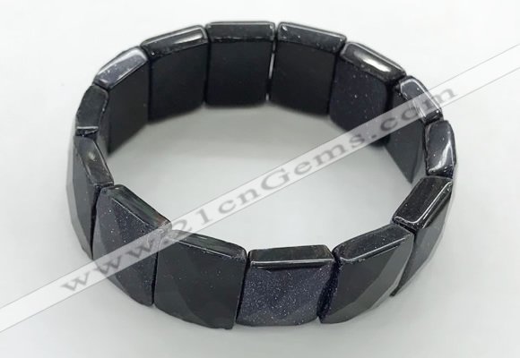 CGB3481 7.5 inches 15*20mm faceted rectangle blue goldstone bracelets