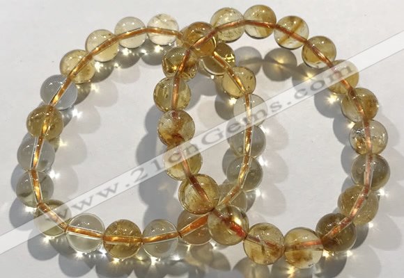 CGB4024 7.5 inches 9mm round citrine beaded bracelets wholesale