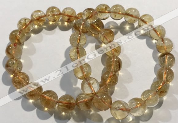 CGB4025 7.5 inches 10mm round citrine beaded bracelets wholesale