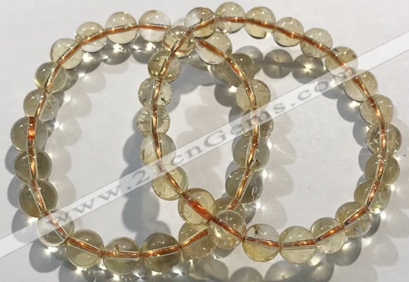 CGB4029 7.5 inches 8mm round citrine beaded bracelets wholesale