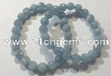 CGB4037 7.5 inches 8mm faceted round aquamarine beaded bracelets