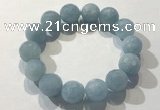 CGB4040 7.5 inches 14mm faceted round aquamarine beaded bracelets