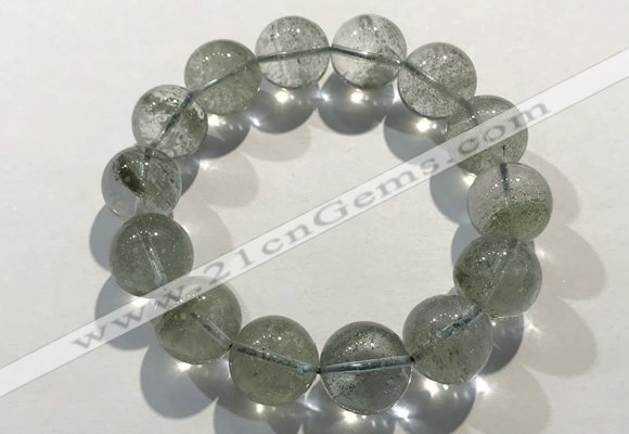 CGB4047 7.5 inches 14mm round green phantom quartz beaded bracelets