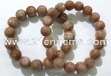 CGB4067 7.5 inches 12mm round sunstone beaded bracelets