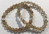 CGB4076 7.5 inches 7mm round golden rutilated quartz beaded bracelets