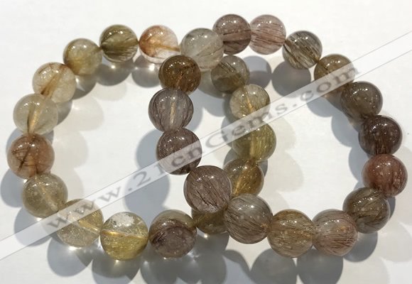 CGB4082 7.5 inches 13mm round golden rutilated quartz beaded bracelets