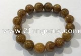 CGB4087 7.5 inches 14mm round golden rutilated quartz beaded bracelets