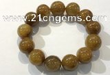 CGB4089 7.5 inches 16mm round golden rutilated quartz beaded bracelets