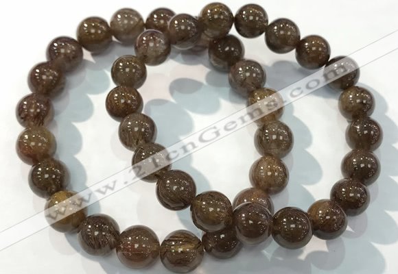 CGB4095 7.5 inches 10mm round rutilated quartz beaded bracelets