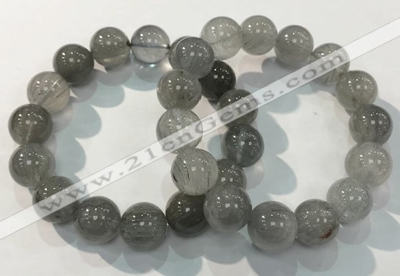 CGB4107 7.5 inches 14mm round rutilated quartz beaded bracelets