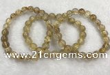 CGB4115 7.5 inches 8mm - 9mm round golden rutilated quartz beaded bracelets