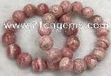 CGB4120 7.5 inches 13.5mm - 14.5mm round rhodochrosite beaded bracelets