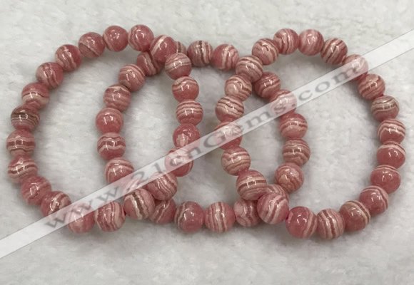 CGB4123 7.5 inches 8.5mm - 9mm round rhodochrosite beaded bracelets