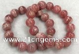 CGB4130 7.5 inches 13.5mm - 14mm round rhodochrosite beaded bracelets