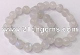 CGB4503 7.5 inches 12mm round white moonstone beaded bracelets