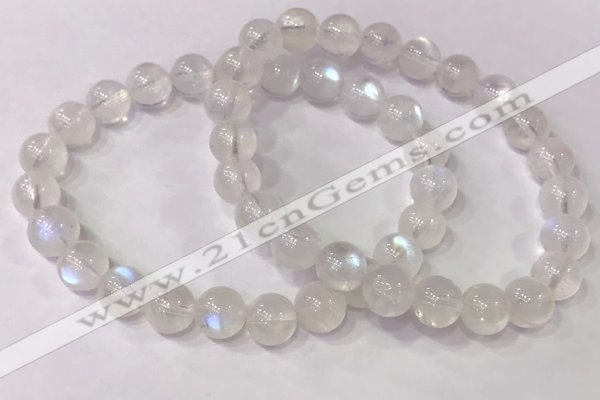 CGB4512 7.5 inches 8mm round white moonstone beaded bracelets