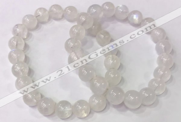 CGB4513 7.5 inches 10mm round white moonstone beaded bracelets