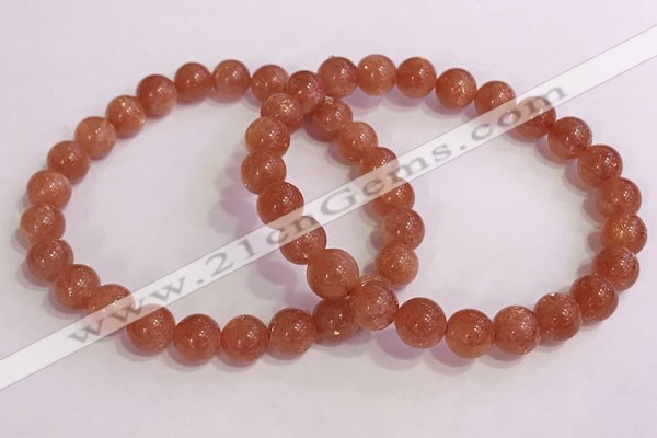 CGB4543 7.5 inches 8mm round golden sunstone beaded bracelets