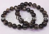 CGB4557 7.5 inches 10mm - 11mm round black sunstone beaded bracelets