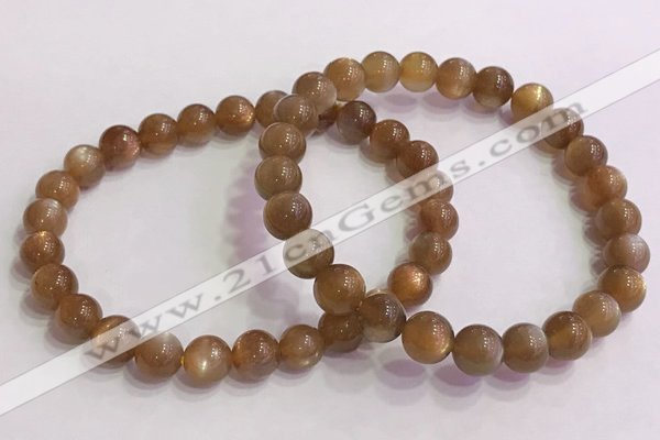 CGB4564 7.5 inches 8mm round golden sunstone beaded bracelets