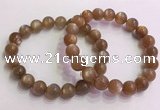 CGB4565 7.5 inches 10mm round golden sunstone beaded bracelets