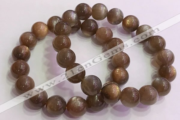 CGB4566 7.5 inches 12mm round golden sunstone beaded bracelets