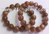 CGB4567 7.5 inches 14mm round golden sunstone beaded bracelets