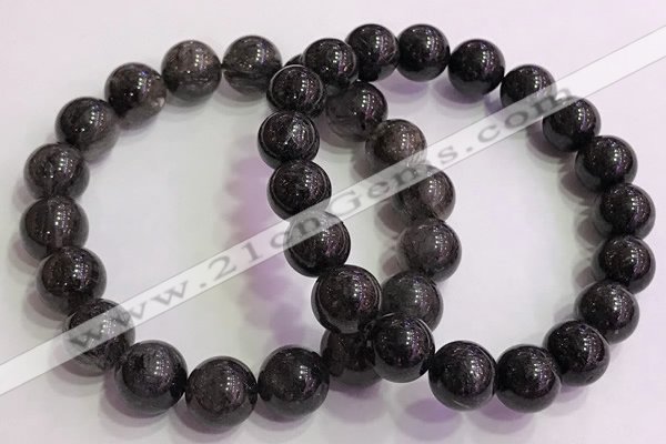 CGB4578 7.5 inches 12mm round black sunstone beaded bracelets